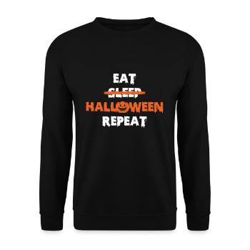 Eat Sleep Halloween Repeat Shirt Geschenk - Unisex Pullover - Schwarz - Vorne - Alina (178cm) & Michal (187cm)