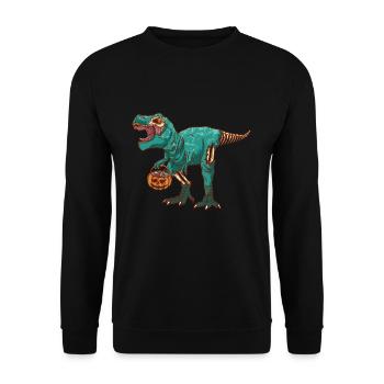 Dinosaur Dino Halloween Zombie - Unisex Sweatshirt - black - Front - Alina (178cm) & Michal (187cm)