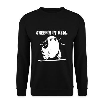 Creep It Real Geist Auf Snowboard Shirt - Unisex Pullover - Schwarz - Vorne - Alina (178cm) & Michal (187cm)