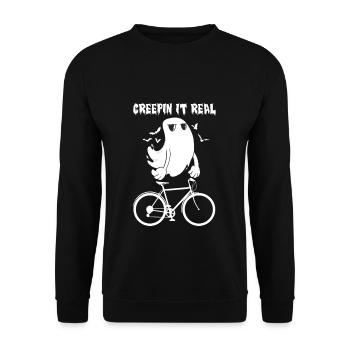Creepin It Real Spirit On Mountain Bike Bike - Unisex Sweatshirt - black - Front - Alina (178cm) & Michal (187cm)