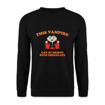Ce vampire peut être soudoyé avec une chemise en chocolat - Sweat-shirt Unisexe - noir - Devant - Alina (178cm) & Michal (187cm)