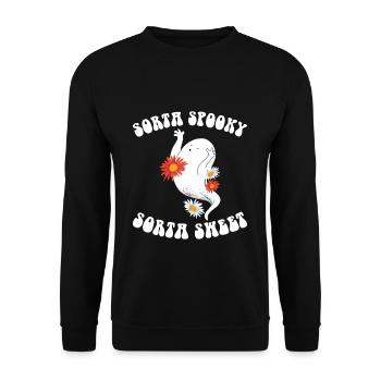 Sorta Sheet Sorta Spooky Halloween - Unisex Pullover - Schwarz - Vorne - Alina (178cm) & Michal (187cm)