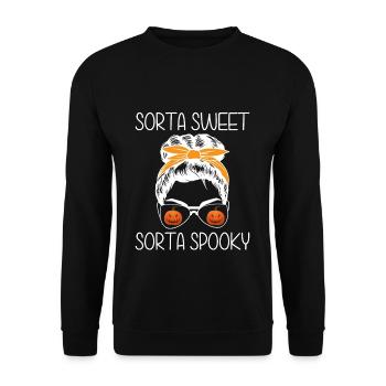 Sorta Sheet Sorta Spooky Halloween - Unisex Pullover - Schwarz - Vorne - Alina (178cm) & Michal (187cm)
