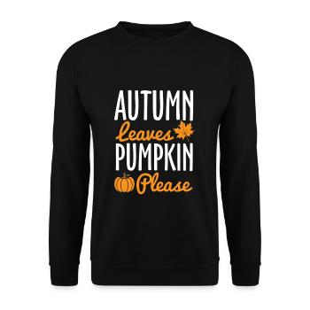 Autumn Leaves Pumkin Please Shirt - Unisex Pullover - Schwarz - Vorne - Alina (178cm) & Michal (187cm)