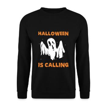 Halloween Is Calling Geist Geschenk Shirt - Unisex Pullover - Schwarz - Vorne - Alina (178cm) & Michal (187cm)