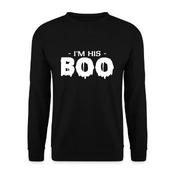 Dans sa chemise d’Halloween Boo Partner Look - Sweat-shirt Unisexe - noir - Devant - Alina (178cm) & Michal (187cm)