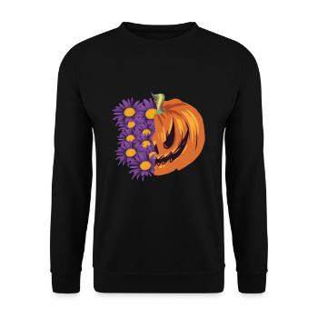 Chemise de fleur de citrouille Cadeau d’Halloween - Sweat-shirt Unisexe - noir - Devant - Alina (178cm) & Michal (187cm)
