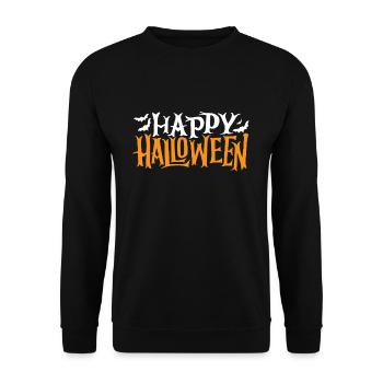Happy Halloween Shirt Geschenk - Unisex Pullover - Schwarz - Vorne - Alina (178cm) & Michal (187cm)