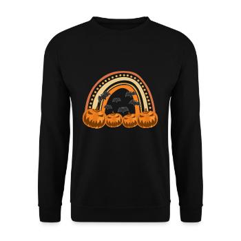 Vintage Retro Kürbis Shirt Geschenk - Unisex Pullover - Schwarz - Vorne - Alina (178cm) & Michal (187cm)