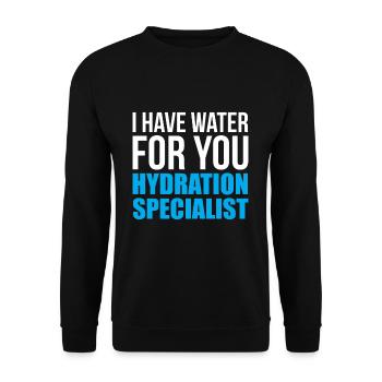 J’ai de l’eau pour vous Spécialiste de l’hydratation - Sweat-shirt Unisexe - noir - Devant - Alina (178cm) & Michal (187cm)