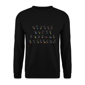 Langue des signes Alphabet Shirt Cadeau - Sweat-shirt Unisexe - noir - Devant - Alina (178cm) & Michal (187cm)