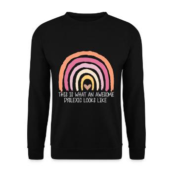 This Is What An Awesome Dyslexic Looks Like - Unisex Pullover - Schwarz - Vorne - Alina (178cm) & Michal (187cm)
