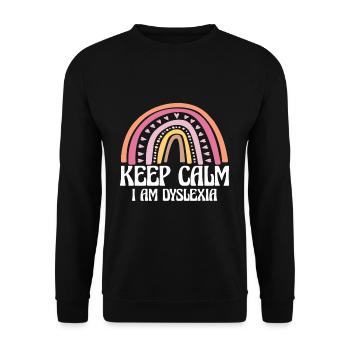 Keep Calm I Am Dyslexia Shirt - Unisex Pullover - Schwarz - Vorne - Alina (178cm) & Michal (187cm)