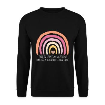 This Is What An Awesome Dyslexia Teacher Looks - Unisex Pullover - Schwarz - Vorne - Alina (178cm) & Michal (187cm)