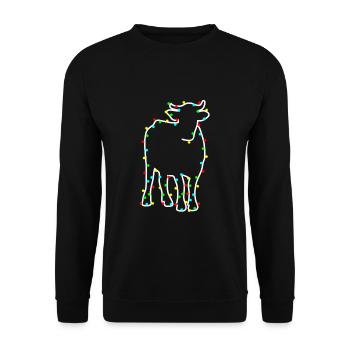 Chemise de vache à chaîne lumineuse de Noël - Sweat-shirt Unisexe - noir - Devant - Alina (178cm) & Michal (187cm)