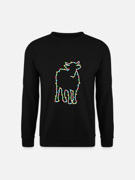 Weihnachten Lichterkette Kuh Shirt - Unisex Pullover - Schwarz