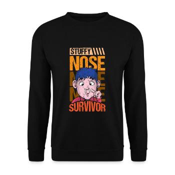 Stuffy Nose Survivor Shirt Geschenk - Unisex Pullover - Schwarz - Vorne - Alina (178cm) & Michal (187cm)