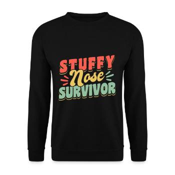 Stuffy Nose Survivor Shirt Geschenk - Unisex Pullover - Schwarz - Vorne - Alina (178cm) & Michal (187cm)