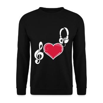 Party Music Love Music Headphones Clef - Unisex Sweatshirt - black - Front - Alina (178cm) & Michal (187cm)