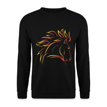 Pferd Wildpferd - Unisex Pullover - Schwarz - Vorne - Alina (178cm) & Michal (187cm)