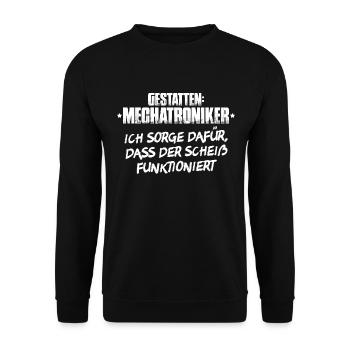 Mechatroniker Mechatronikerin Mechatronik Geschenk - Unisex Pullover - Schwarz - Vorne - Alina (178cm) & Michal (187cm)
