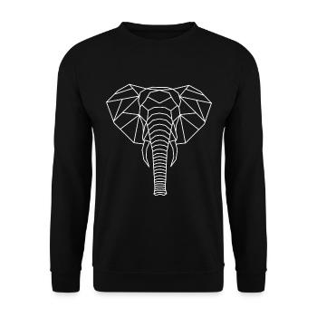 Ligne géométrique de l’éléphant - Sweat-shirt Unisexe - noir - Devant - Alina (178cm) & Michal (187cm)