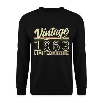 Legend since 1963 Born 1963 Birthday 61 years old - Unisex Sweatshirt - black - Front - Alina (178cm) & Michal (187cm)