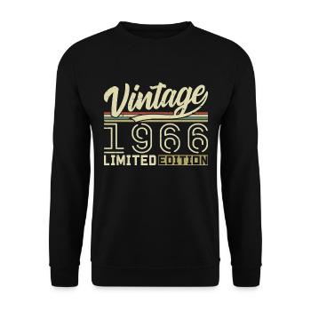 Legend since 1966 Born in 1966 Birthday 58 years old - Unisex Sweatshirt - black - Front - Alina (178cm) & Michal (187cm)