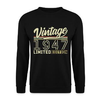 Legende seit 1947 Geboren 1947 Geburtstag 77 Jahre - Unisex Pullover - Schwarz - Vorne - Alina (178cm) & Michal (187cm)