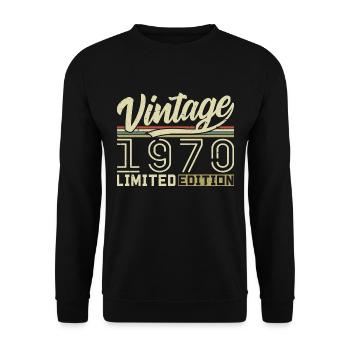 Legend since 1970 Born 1970 Birthday 54 years old - Unisex Sweatshirt - black - Front - Alina (178cm) & Michal (187cm)