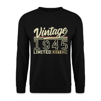 Legende seit 1945 Geboren 1945 Geburtstag 79 Jahre - Unisex Pullover - Schwarz - Vorne - Alina (178cm) & Michal (187cm)
