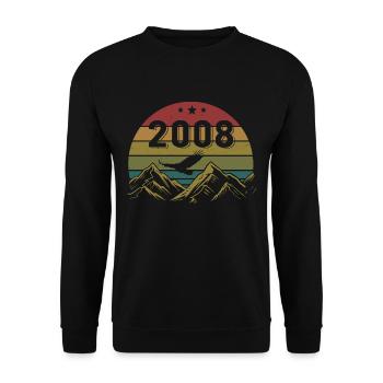 2008 Jahrgang Geburtstag 2008 Retro Geschenkidee - Unisex Pullover - Schwarz - Vorne - Alina (178cm) & Michal (187cm)