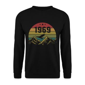 1969 Jahrgang Geburtstag 1969 Retro Geschenkidee - Unisex Pullover - Schwarz - Vorne - Alina (178cm) & Michal (187cm)