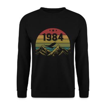 1984 Jahrgang Geburtstag 1984 Retro Geschenkidee - Unisex Pullover - Schwarz - Vorne - Alina (178cm) & Michal (187cm)
