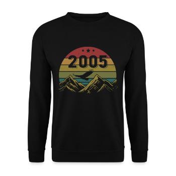2005 Jahrgang Geburtstag 2005 Retro Geschenkidee - Unisex Pullover - Schwarz - Vorne - Alina (178cm) & Michal (187cm)