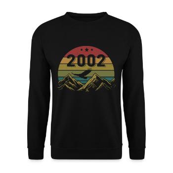 2002 Jahrgang Geburtstag 2002 Retro Geschenkidee - Unisex Pullover - Schwarz - Vorne - Alina (178cm) & Michal (187cm)