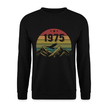 1975 Jahrgang Geburtstag 1975 Retro Geschenkidee - Unisex Pullover - Schwarz - Vorne - Alina (178cm) & Michal (187cm)
