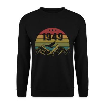 1949 Jahrgang Geburtstag 1949 Retro Geschenkidee - Unisex Pullover - Schwarz - Vorne - Alina (178cm) & Michal (187cm)