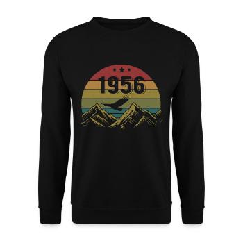 1956 Vintage Anniversaire 1956 Rétro Idée Cadeau - Sweat-shirt Unisexe - noir - Devant - Alina (178cm) & Michal (187cm)