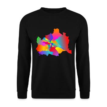 buntes Wien, tolerantes Wien, Wiener Bezirke - Unisex Pullover - Schwarz - Vorne - Alina (178cm) & Michal (187cm)