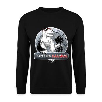 Tontonsaurus My Tonton Dinosaur Tearing - Unisex Sweatshirt - black - Front - Alina (178cm) & Michal (187cm)