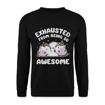 Erschöpft davon, so großartig zu sein - Unisex Pullover - Schwarz - Vorne - Alina (178cm) & Michal (187cm)