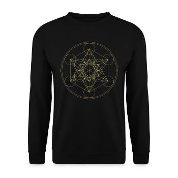 Metatron's Cube Holy Geometry Yoga Symbol - Unisex Sweatshirt - black - Front - Alina (178cm) & Michal (187cm)