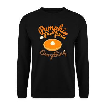Pumpkin Pie Fixes Everything - Kürbis Halloween - Unisex Pullover - Schwarz - Vorne - Alina (178cm) & Michal (187cm)