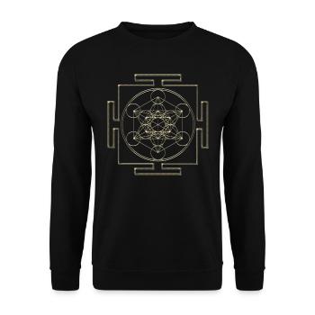Yantra - Cube de Metatron - fleur de vie / - Sweat-shirt Unisexe - noir - Devant - Alina (178cm) & Michal (187cm)