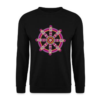 Roue du dharma, chakra, bouddhisme, fortune - Sweat-shirt Unisexe - noir - Devant - Alina (178cm) & Michal (187cm)