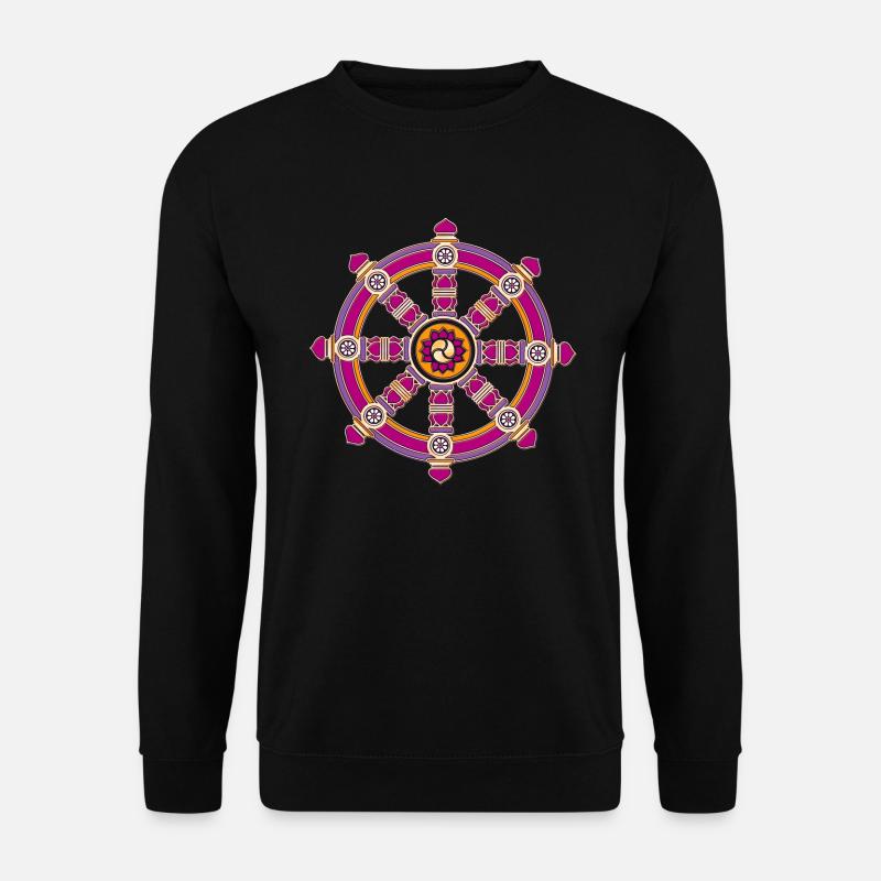 Dharma Rad, Chakra, Buddhismus, Glückssymbol, Yoga - Unisex Pullover - Schwarz