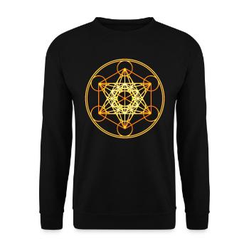 Metatrons Würfel, Heilige Geometrie, Spiritualität - Unisex Pullover - Schwarz - Vorne - Alina (178cm) & Michal (187cm)