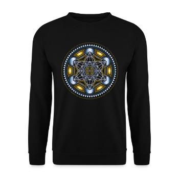 Metatrons Cube, Würfel, Mathematik, Spiritualität, - Unisex Pullover - Schwarz - Vorne - Alina (178cm) & Michal (187cm)