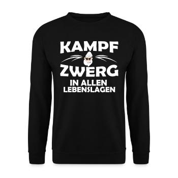 Kampfzwerg, In allen Lebenslagen, Sprüche Geschenk - Unisex Pullover - Schwarz - Vorne - Alina (178cm) & Michal (187cm)